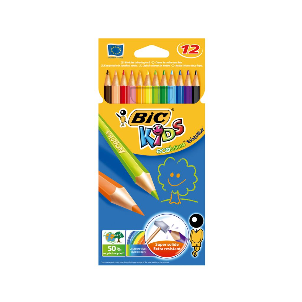 Caja 12 lápices de colores Bic Evolution libreriadavinci