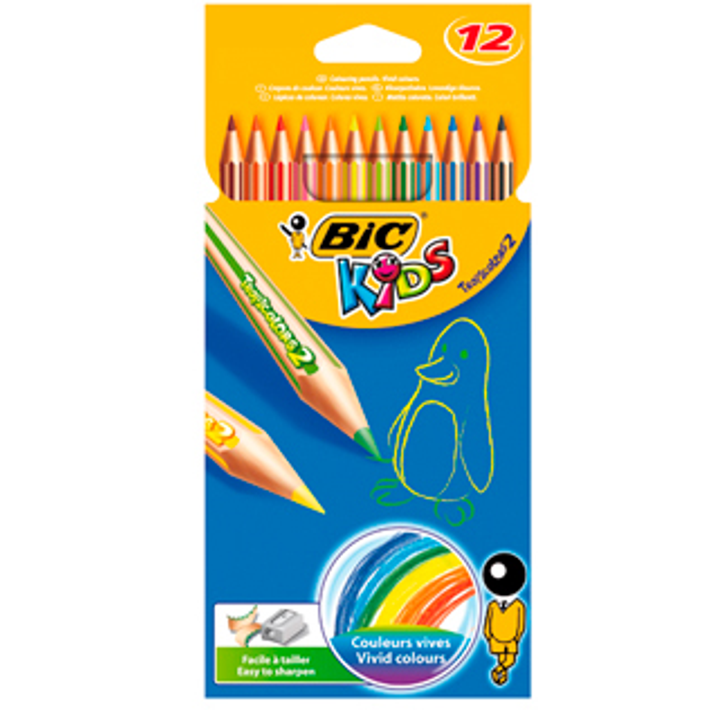 Caja 12 lápices de colores Bic Tropicolors libreriadavinci